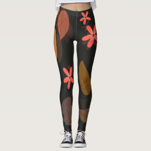 Floral print black leggings