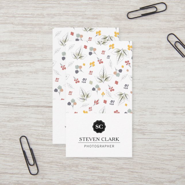 Floral Print Business Card (Front/Back In Situ)