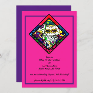 Floral Print Carnival Elephant Invitation