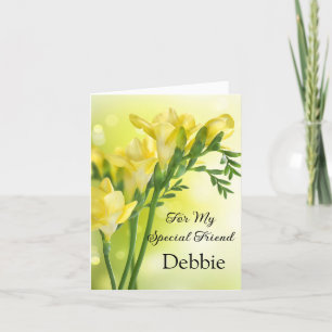 Floral Print Custom Name Birthday Card-Friend Card