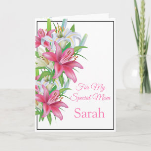 Floral Print Custom Name Birthday Card-Mum Card