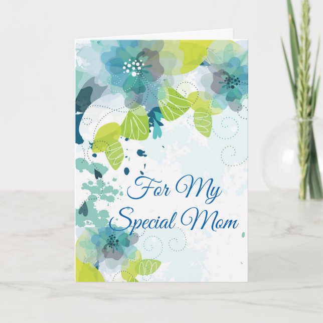 Floral Print Custom Name Card-Mother's Day Card (Front)