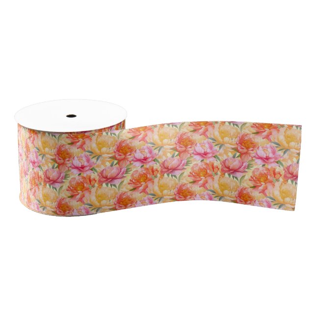 Floral Print Grosgrain Ribbon (Spool)