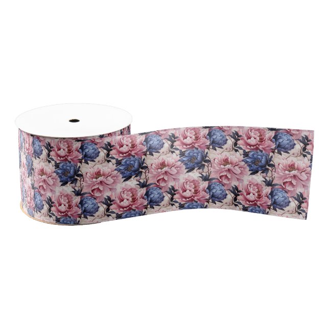 Floral Print Grosgrain Ribbon (Spool)