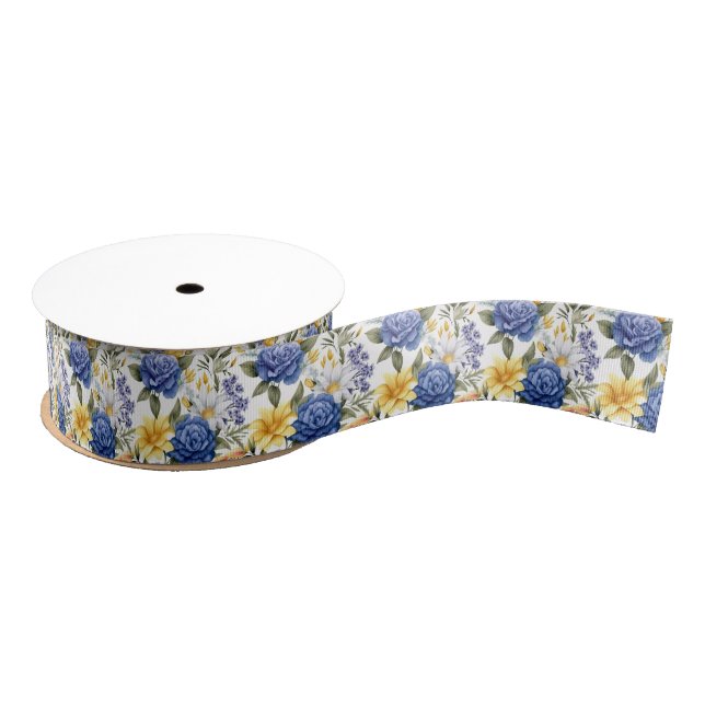 Floral Print Grosgrain Ribbon (Spool)