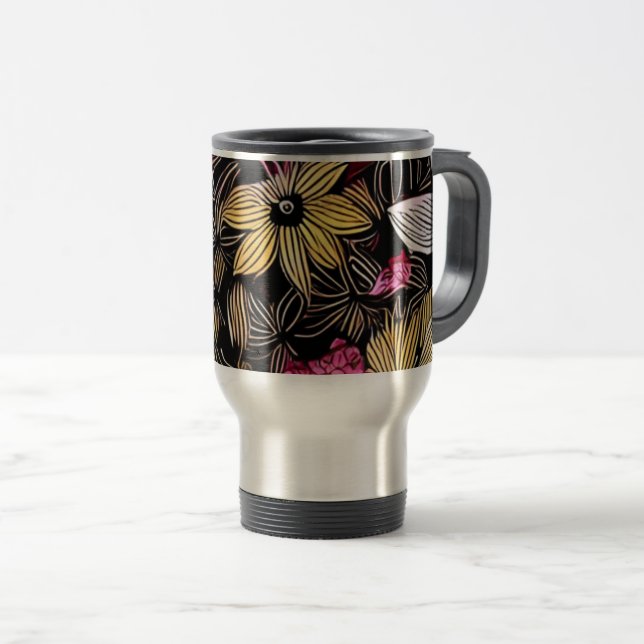 Floral Print Insulated Travel Mug (Front Right)