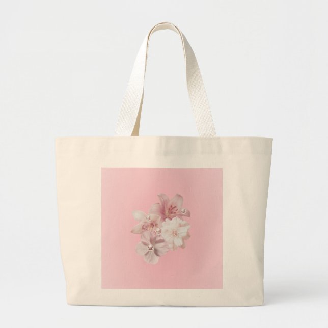 Floral Print  Large Tote Bag (Front)
