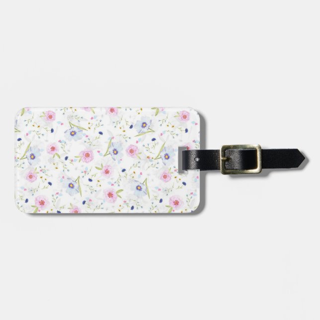 Floral Print Luggage Tag (Front Horizontal)