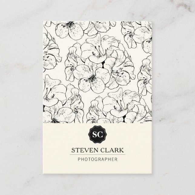 Floral Print / Monogram Business Card (Front)