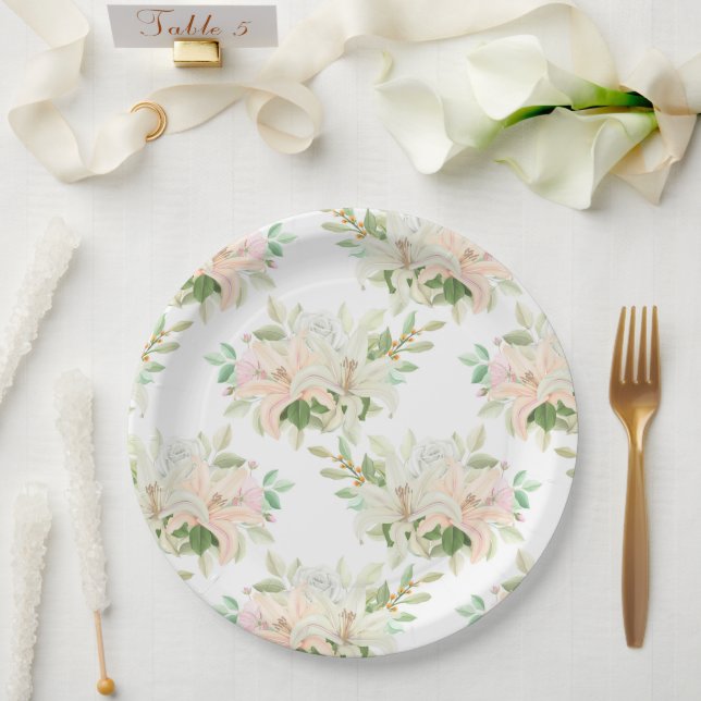 Floral Print  Paper Plate (Wedding)