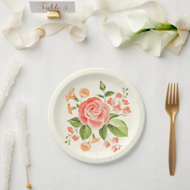 Floral Print  Paper Plate (Wedding)