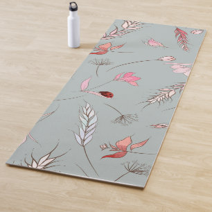 Floral print scarf with pink and red flowers yoga mat