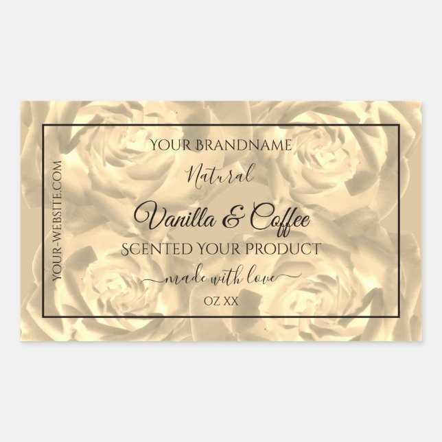 Floral Product Labels Beige Roses Cream Colours (Front)