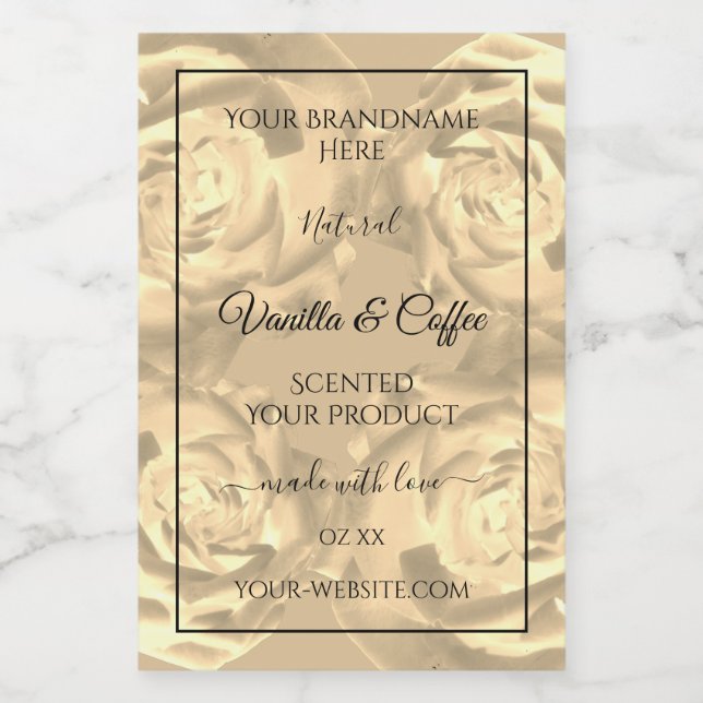 Floral Product Labels Beige Roses Cream Colours (Single Label)