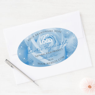 Floral Product Labels Blue Rose Palm Leaves Logo