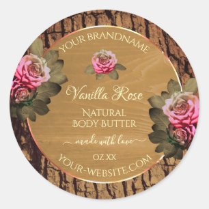 Floral Product Labels Brown Wood Grain Tree Bark