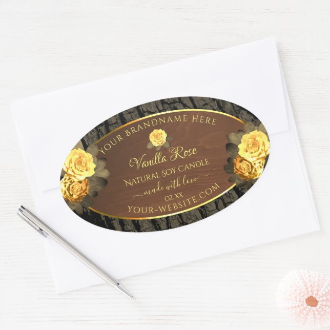 Floral Product Labels Brown Wood Grain Tree Bark (Envelope)