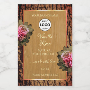 Floral Product Labels Brown Wood Tree Bark Logo