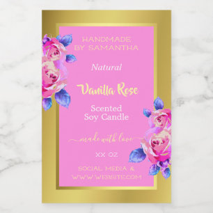 Floral Product Labels Gold Pink Candles Beauty &
