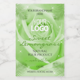 Floral Product Labels Green Rose Palm Leaves Logo