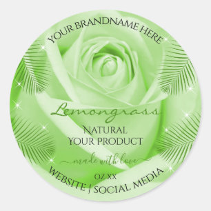 Floral Product Labels Green Rose with Palm Leaves