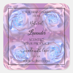 Floral Product Labels Luminous Purple Blue Roses