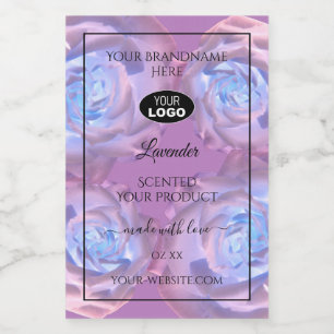 Floral Product Labels Purple Blue Roses with Logo