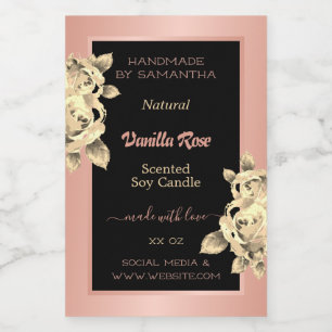 Floral Product Labels Rose Gold and Black Beauty &