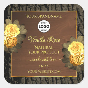Floral Product Labels Wood Grain Tree Bark Logo
