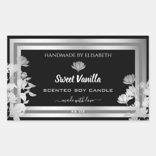 Floral Product Packaging Labels Black and White