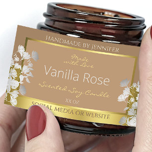 Floral Product Packaging Labels Brown Gold Silver