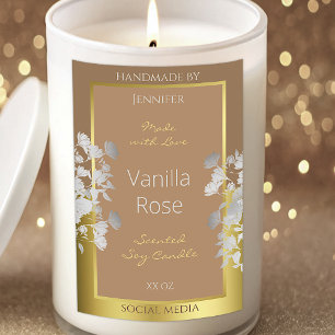 Floral Product Packaging Labels Brown Gold Silver