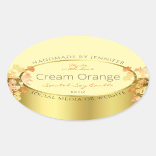 Floral Product Packaging Labels Cream Orange Gold