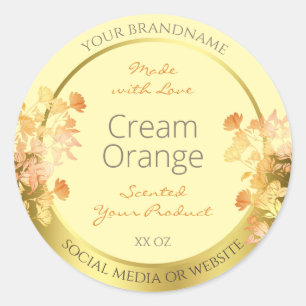 Floral Product Packaging Labels Cream Orange Gold
