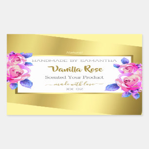 Floral Product Packaging Labels Gold White Pink