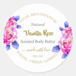 Floral Product Packaging Labels Gold White Pink