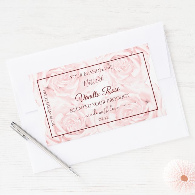 Floral Product Packaging Labels Light Pink Roses (Envelope)