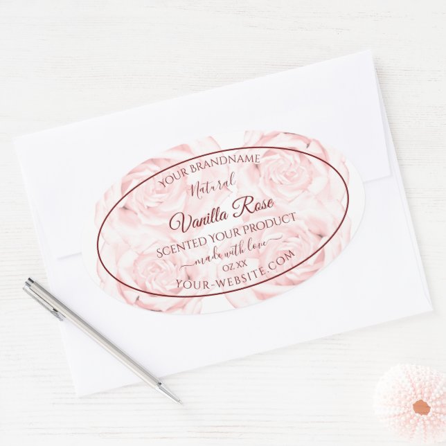Floral Product Packaging Labels Light Pink Roses (Envelope)