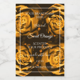 Floral Product Packaging Labels Orange Brown Roses