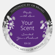 Floral Product Packaging Labels Purple and Silver