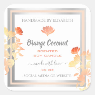 Floral Product Packaging Labels White and Orange