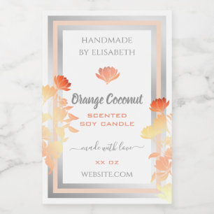 Floral Product Packaging Labels White and Orange