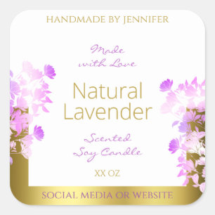 Floral Product Packaging Labels White Gold Purple