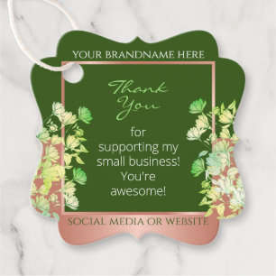Floral Product Supplies Forest Green and Rose Gold Favour Tags
