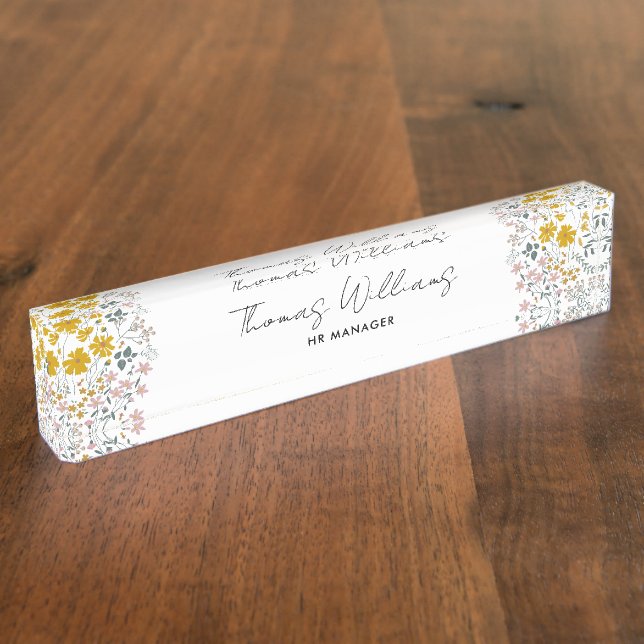 Floral Professional Office Desk Modern Nameplate (Side)