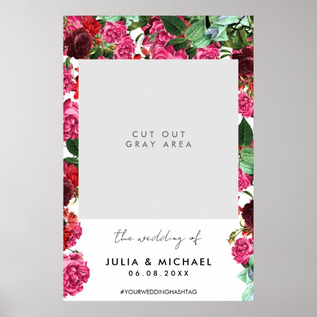 Floral Prop Wedding Selfie Photo Frame Poster (Front)