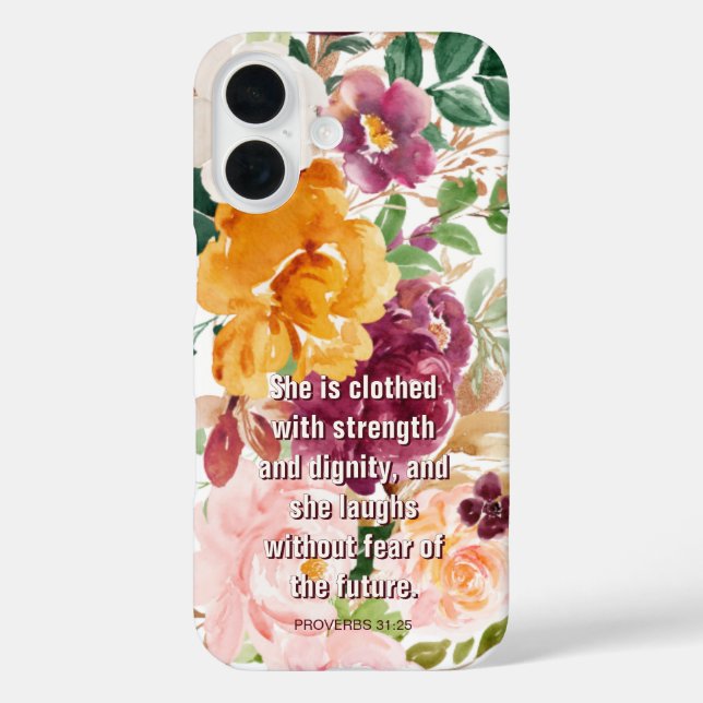 Floral Proverbs 31:25 She is Clothed Rustic Case-Mate iPhone Case (Back)