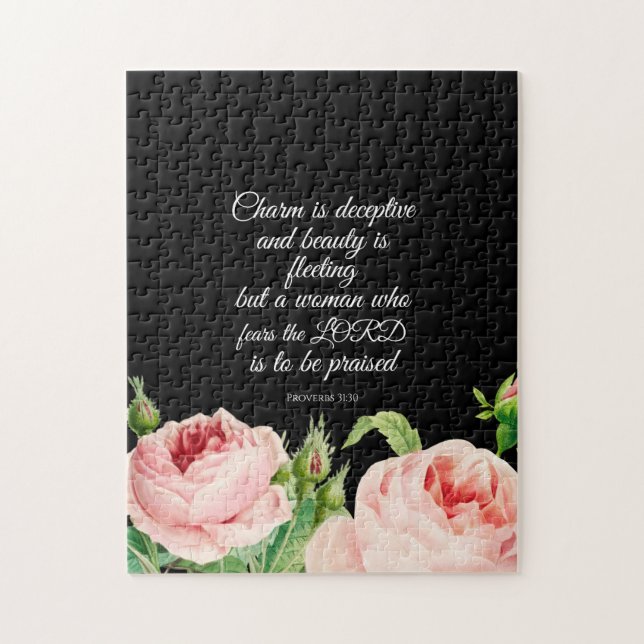 Floral Proverbs 31:30  Jigsaw Puzzle (Vertical)