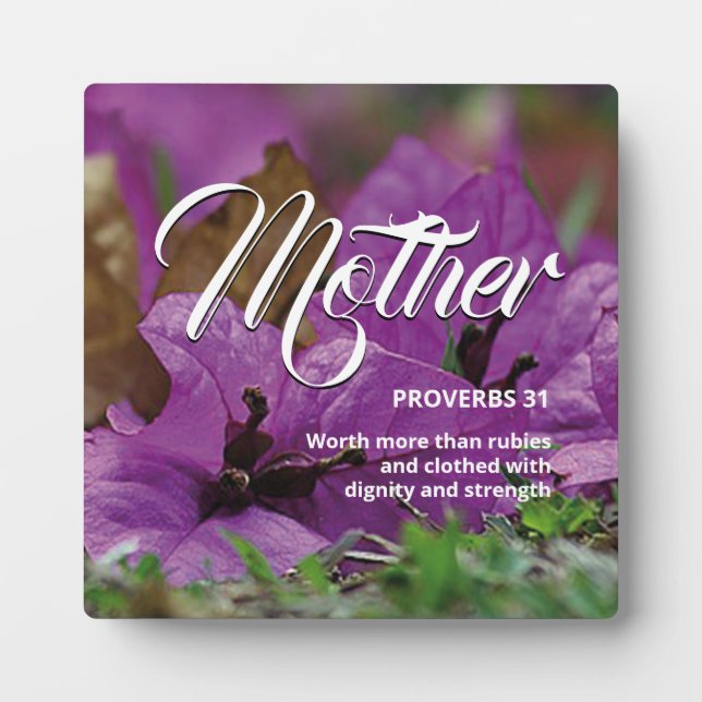 Floral PROVERBS 31 MOTHER Christian Plaque (Front)