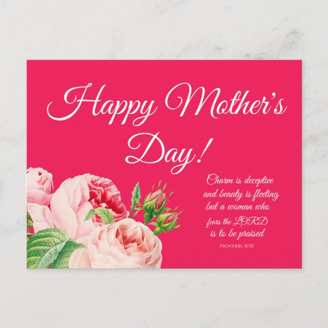 Floral Proverbs 31 Mother's Day Postcard (Front)